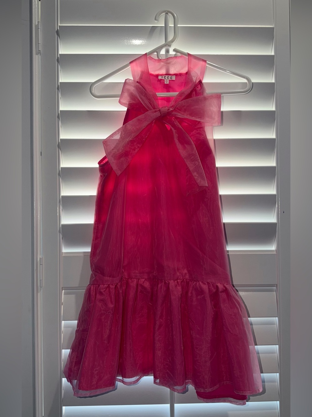 Women’s Fuchsia Organza Party Dress with Bow
